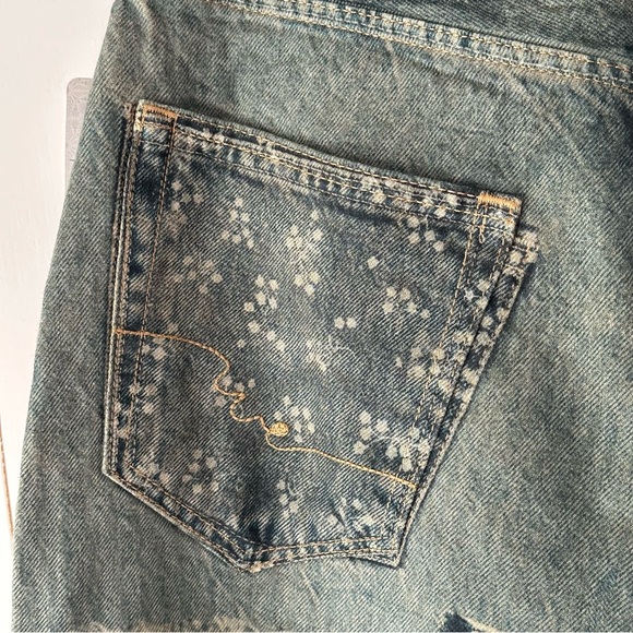 Free People We the Free Illusions Printed Relaxed Jeans Sz 30 Indigo NWT - Picture 6 of 13